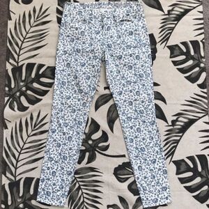 Madewell Women’s Size 24 Skinny Ankle Jeans Blue White Floral Denim